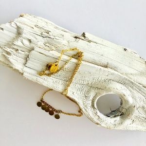 Gold Tone Necklace with Gold Discs and Beads